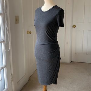 Charcoal Jersey Dress w/ Side Ruching